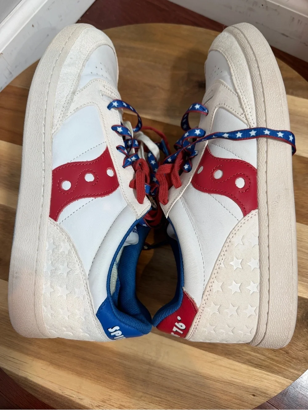 Saucony Jazz Court Spirit of 76 Sneakers Red White Blue USA Star Lace Retro 11